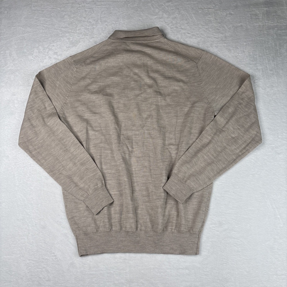 NWT Collars & Co Australian Merino Wool Men's XL Tan Long Sleeve Polo Button - Picture 7 of 7
